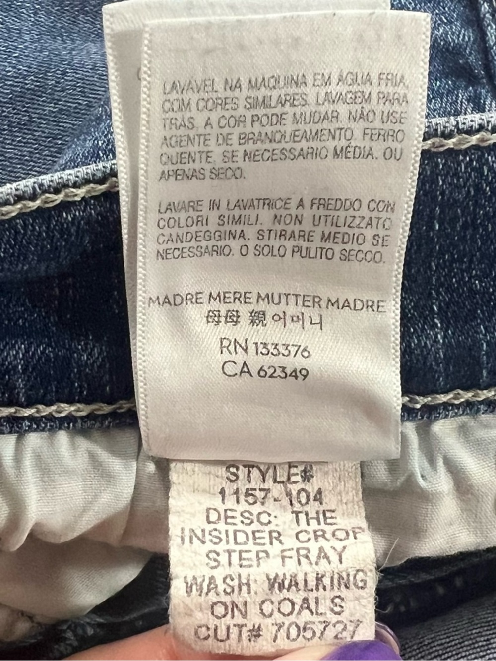 Mother Insider Crop Step Fray Jeans 26 Blue Raw Hem Kick Flare - Picture 9 of 14